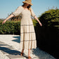 Natural Polka Dot Smocked Midi Dress - Purpose + Passion Boutique