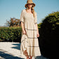 Natural Polka Dot Smocked Midi Dress - Purpose + Passion Boutique