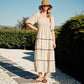 Natural Polka Dot Smocked Midi Dress - Purpose + Passion Boutique