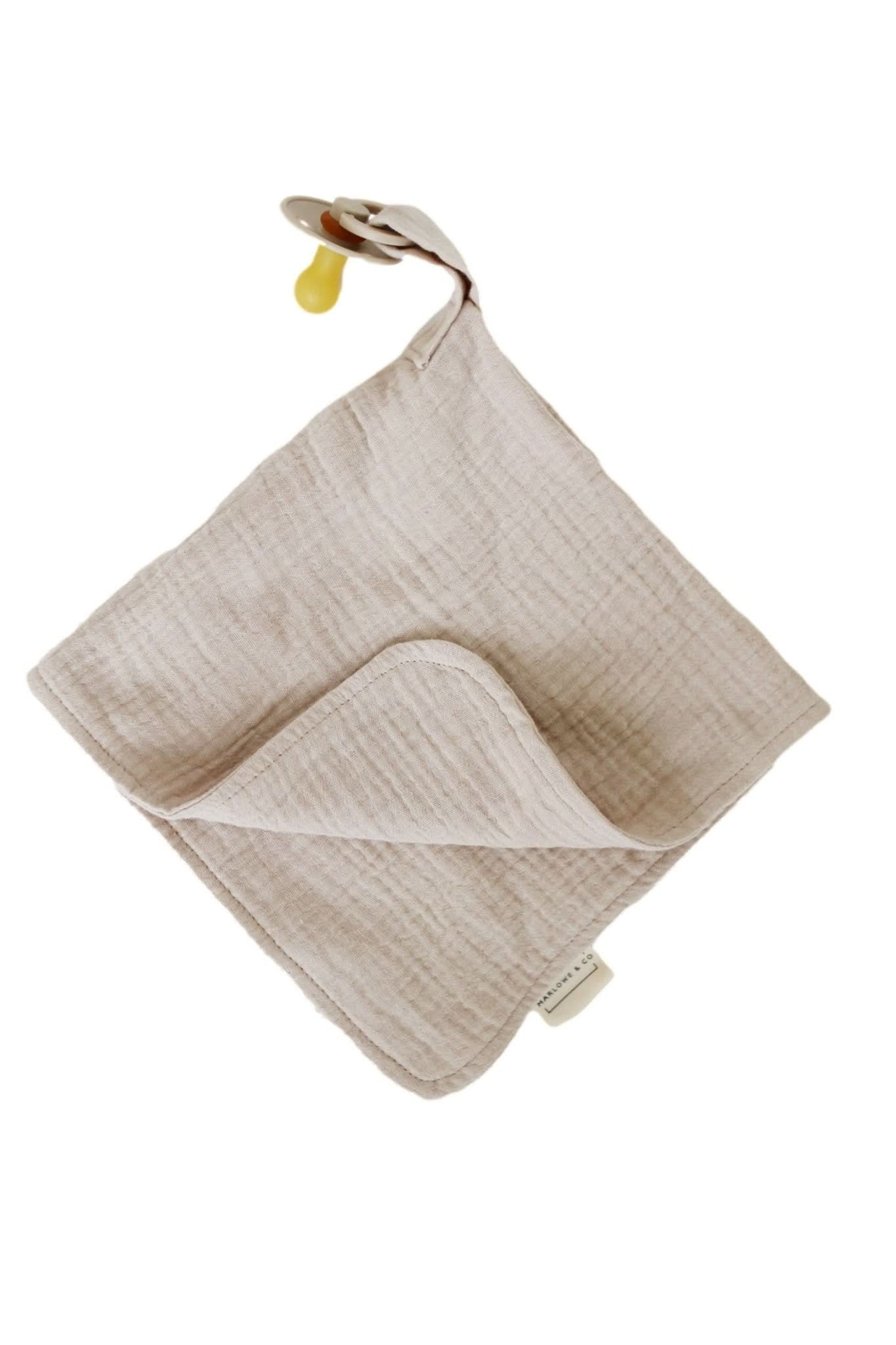 Natural Sand Organic Cotton Muslin Lovey Blanket - Purpose + Passion Boutique