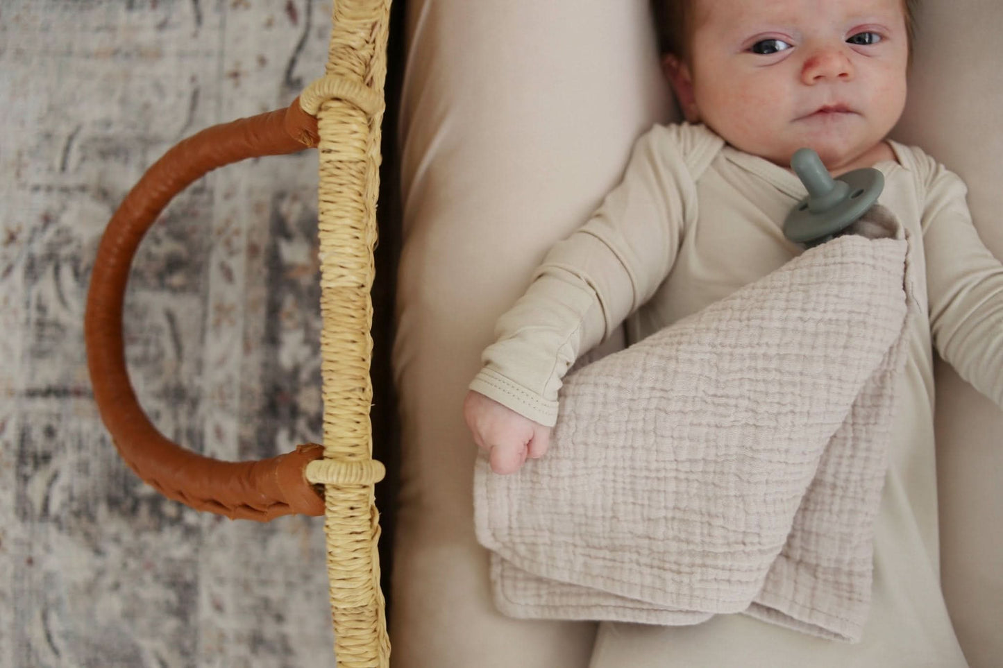 Natural Sand Organic Cotton Muslin Lovey Blanket - Purpose + Passion Boutique