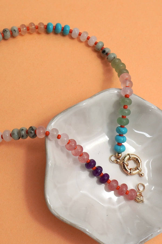 Natural Semi - Precious Stone Beaded Necklace - Purpose + Passion Boutique