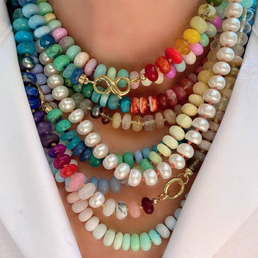 Natural Stone Semi - Precious Glass Mixed Necklace - Purpose + Passion Boutique
