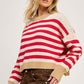 Natural/Red Crop Pullover - Purpose + Passion Boutique