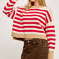 Natural/Red Crop Pullover - Purpose + Passion Boutique