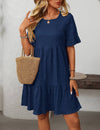 Navy Blue Floaty Relaxed Short - Sleeved Dress - Purpose + Passion Boutique