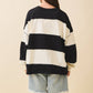 Navy Contrast Panel Long Sleeve Slouchy Top - Purpose + Passion Boutique