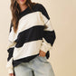Navy Contrast Panel Long Sleeve Slouchy Top - Purpose + Passion Boutique