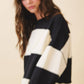 Navy Contrast Panel Long Sleeve Slouchy Top - Purpose + Passion Boutique