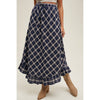 Navy + Cream Plaid Ruffle Hem Midi Skirt - Purpose + Passion Boutique