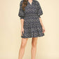 Navy Floral Balloon Sleeve Mini Dress - Purpose + Passion Boutique