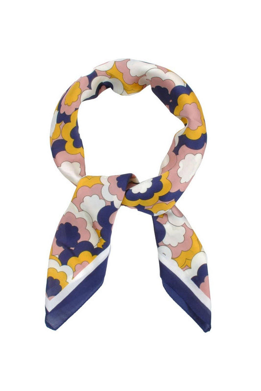 Navy Flower Pattern Square Scarf - Purpose + Passion Boutique