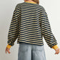 Navy / Mustard Striped Crew Neck Long Sleeve Top - Purpose + Passion Boutique