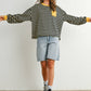 Navy / Mustard Striped Crew Neck Long Sleeve Top - Purpose + Passion Boutique