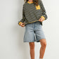 Navy / Mustard Striped Crew Neck Long Sleeve Top - Purpose + Passion Boutique