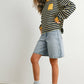 Navy / Mustard Striped Crew Neck Long Sleeve Top - Purpose + Passion Boutique