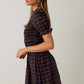 Navy Plaid Ruffle Smocked Dress - Purpose + Passion Boutique