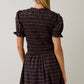 Navy Plaid Ruffle Smocked Dress - Purpose + Passion Boutique