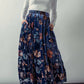 Navy Velvet Jewel Tone Floral Maxi Skirt - Purpose + Passion Boutique