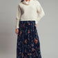 Navy Velvet Jewel Tone Floral Maxi Skirt - Purpose + Passion Boutique