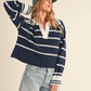 Navy + White Felia Sweater - Purpose + Passion Boutique