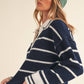 Navy + White Felia Sweater - Purpose + Passion Boutique