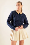 Navy with Tan Collar Sweater Pullover - Purpose + Passion Boutique