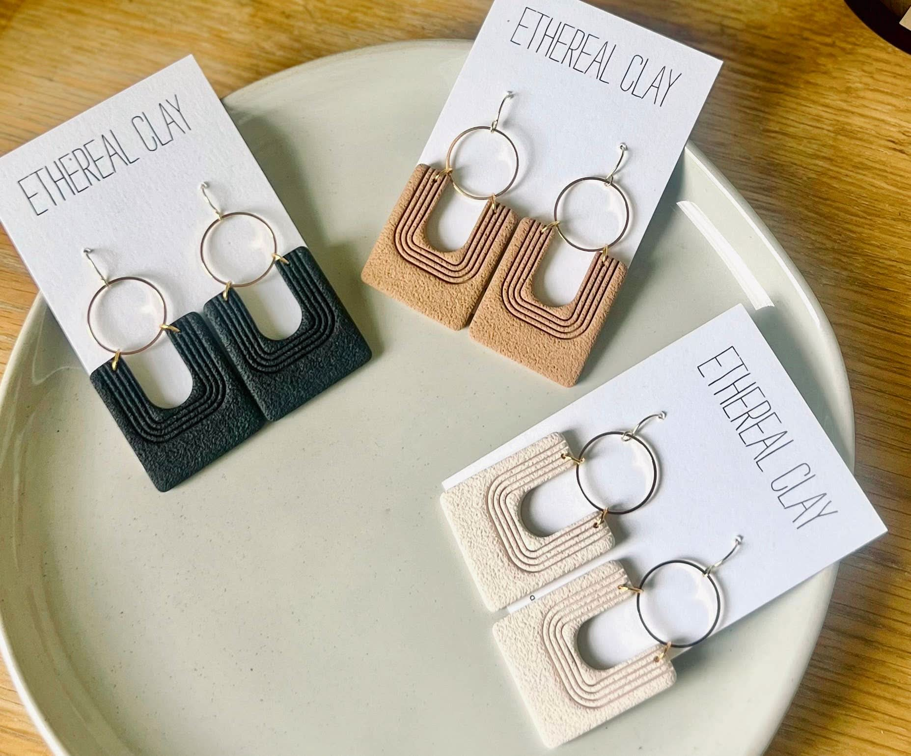 Neutral Boho Clay Earrings, Summer Style Earrings   - Purpose + Passion Boutique