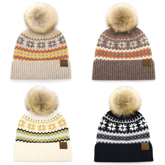 Nordic Fair Isle Beanie with Pom - Pom - Purpose + Passion Boutique