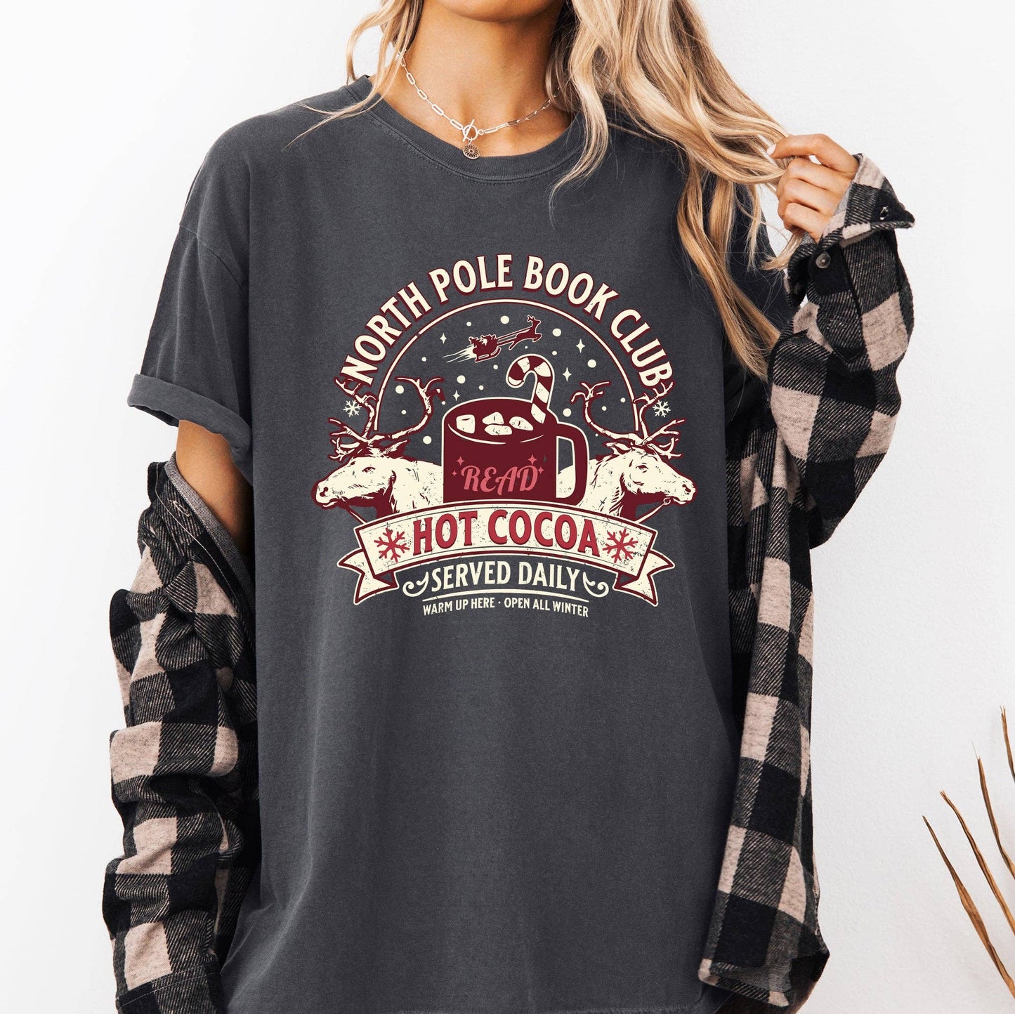 North Pole Book Club Peppered Grey T-shirt - Purpose + Passion Boutique