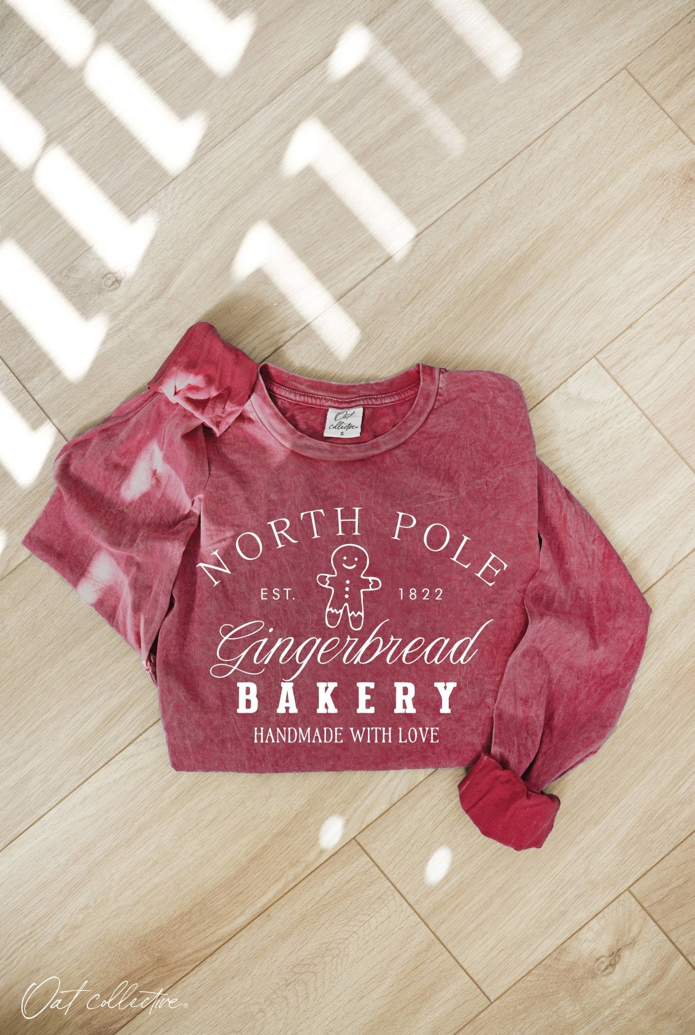 North Pole Gingerbread Mineral Washed Long Sleeve - Purpose + Passion Boutique