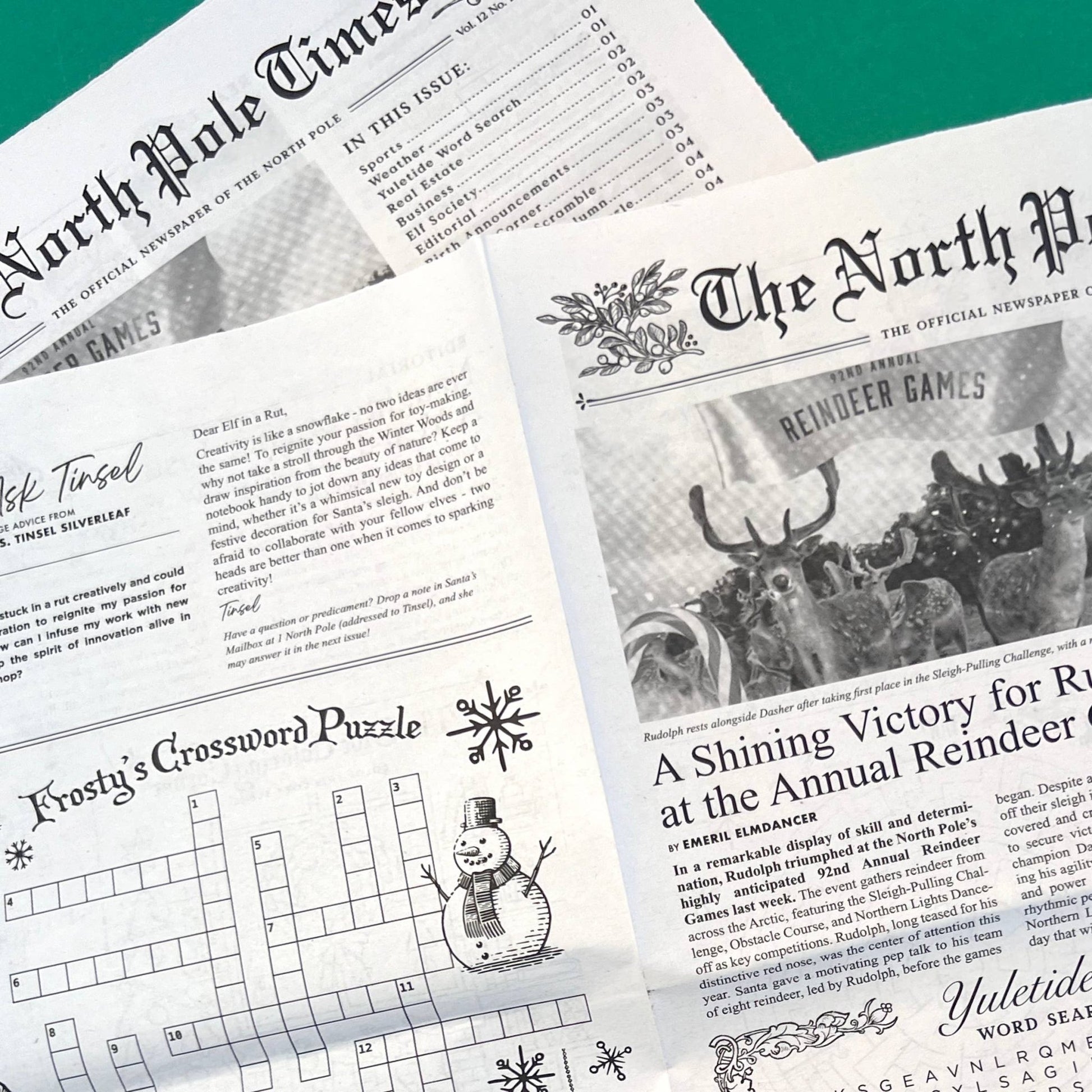 North Pole Times Newspaper Holiday Gift Wrap + Activity - Purpose + Passion Boutique