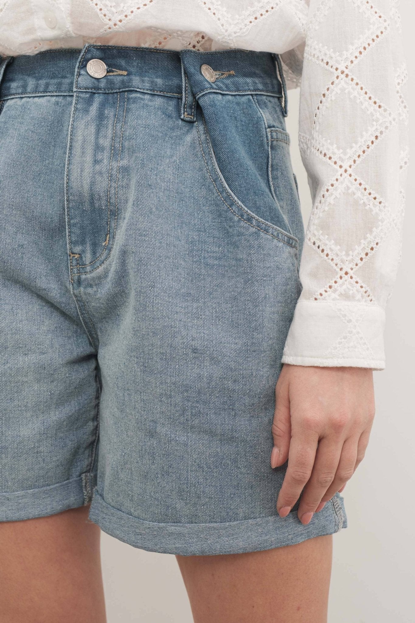 Nyla Adjustable Waist Denim Shorts - Purpose + Passion Boutique
