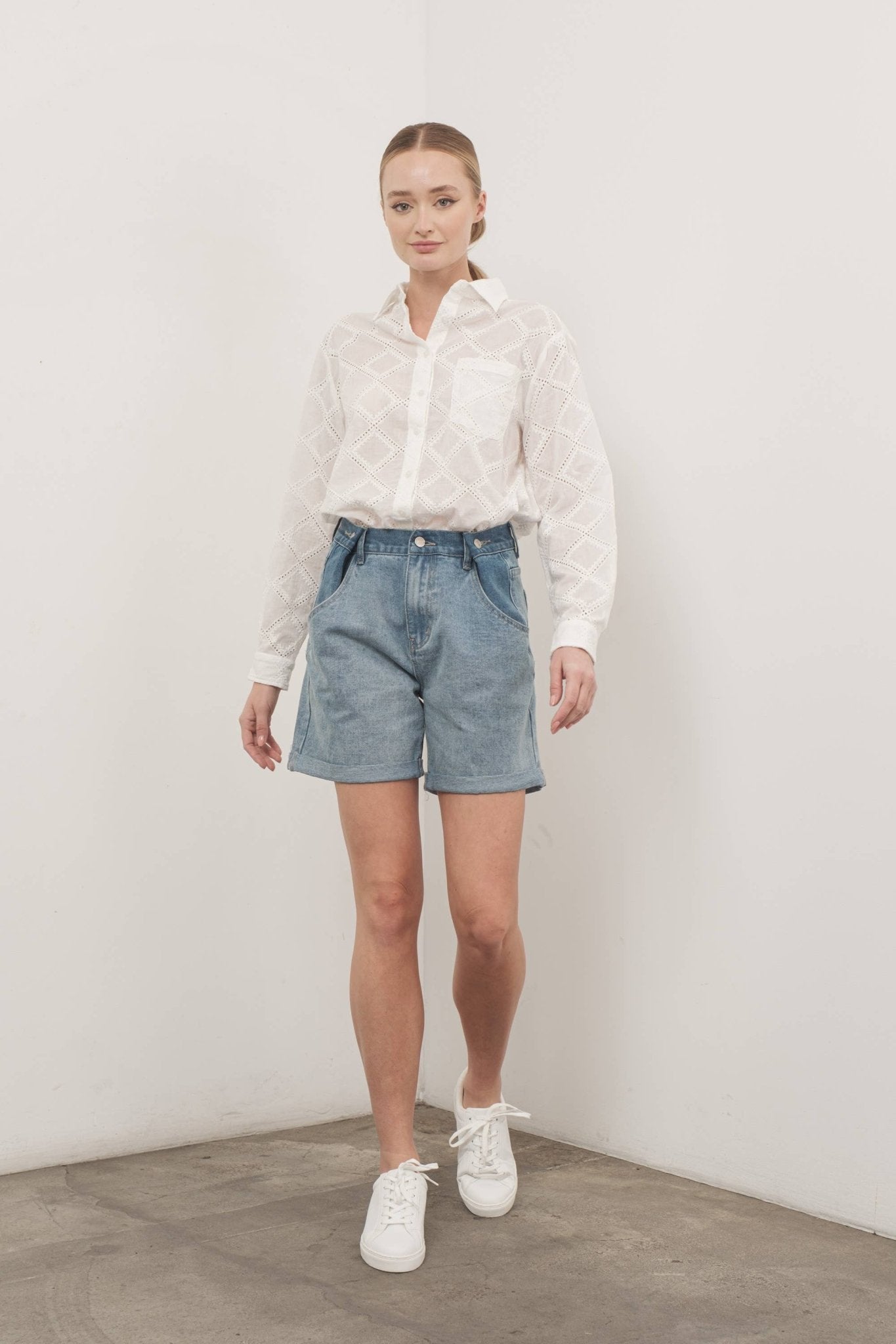 Nyla Adjustable Waist Denim Shorts - Purpose + Passion Boutique