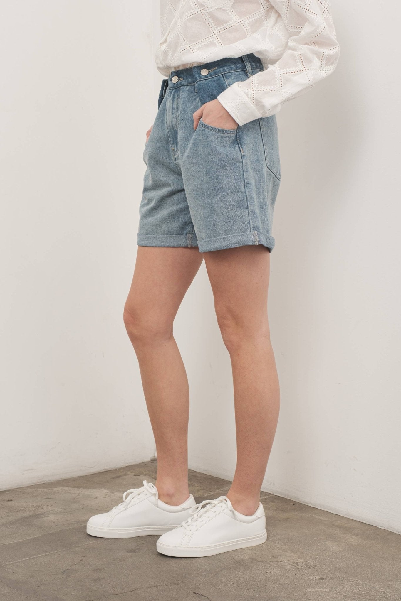 Nyla Adjustable Waist Denim Shorts - Purpose + Passion Boutique