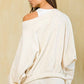 Oatmeal Elastic Bottom Side Tie Boatneck Sweatshirt - Purpose + Passion Boutique