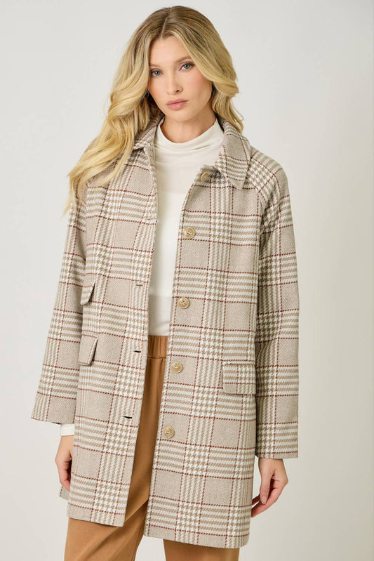 Oatmeal Mix Single Breasted Midi Coat - Purpose + Passion Boutique
