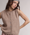 Oatmeal Sleeveless Sweater Cardigan Vest