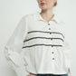 Off White Contrast Lace Babydoll Button Down - Purpose + Passion Boutique