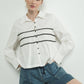 Off White Contrast Lace Babydoll Button Down - Purpose + Passion Boutique