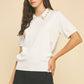 Off White Embellished Collar Short Sleeve Sweater - Purpose + Passion Boutique