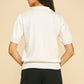 Off White Embellished Collar Short Sleeve Sweater - Purpose + Passion Boutique