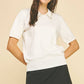 Off White Embellished Collar Short Sleeve Sweater - Purpose + Passion Boutique