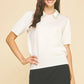 Off White Embellished Collar Short Sleeve Sweater - Purpose + Passion Boutique
