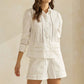 Off White Floral Textured Cotton Shorts - Purpose + Passion Boutique