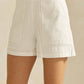 Off White Floral Textured Cotton Shorts - Purpose + Passion Boutique