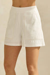 Off White Floral Textured Cotton Shorts - Purpose + Passion Boutique