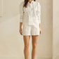 Off White Floral Textured Cotton Shorts - Purpose + Passion Boutique