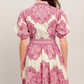 Off White / Pink Woven Midi Dress - Purpose + Passion Boutique