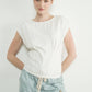 Off White Pleated Drop Shoulder Top - Purpose + Passion Boutique